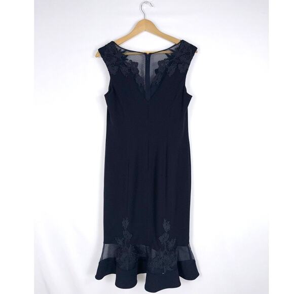 Adrian Mattox Womens Mesh Lace Mermaid Midi Dress Dress Size 10 Ink Navy - Picture 8 of 16